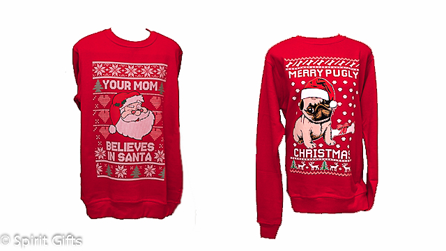 Christmas Sweater Merry Pugly Your Mom Believes in Santa