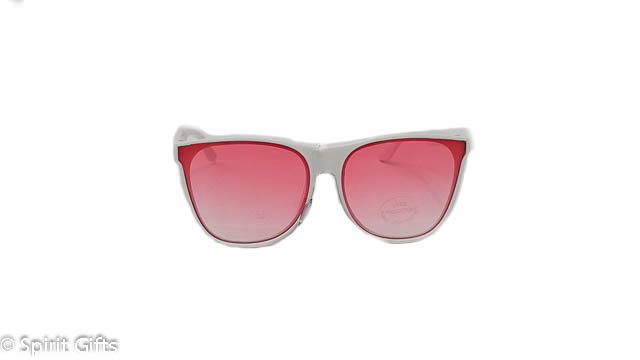 Sunglasses pink lens white frame