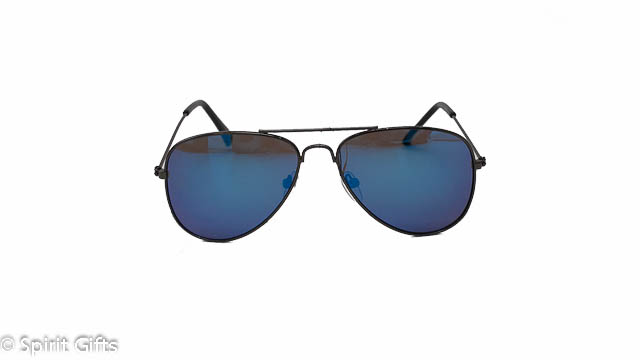 sunglasses blue lens metal frame
