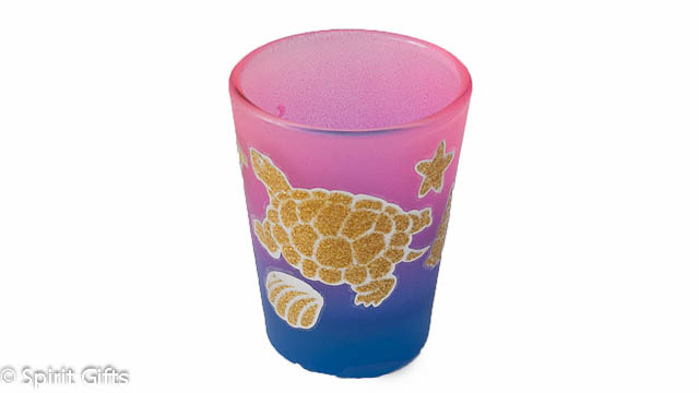 Pink Blue Shot Glass Golden Turtle
